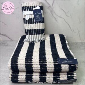 BROOKS BROTHERS 4 Pc Mosaic Tiles Bath Hand Towels Set Turkish